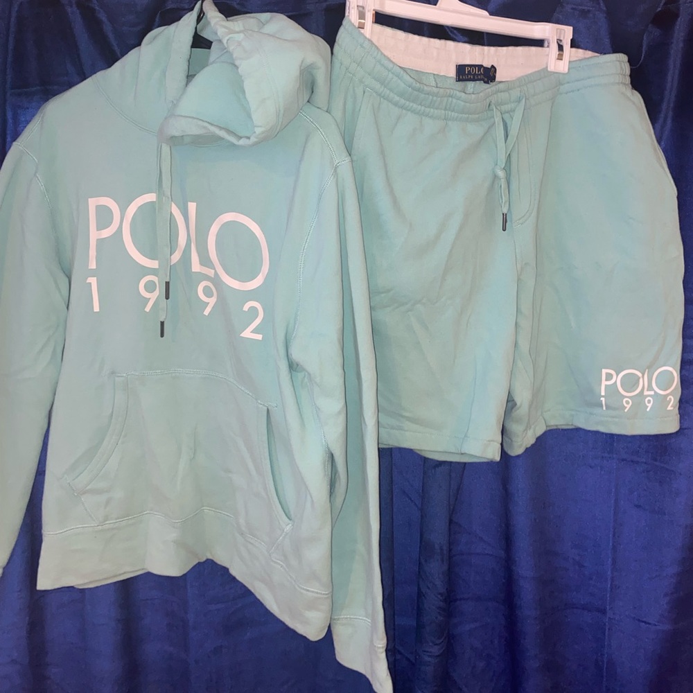 “Polo”shorts/hoodie sweatsuit
